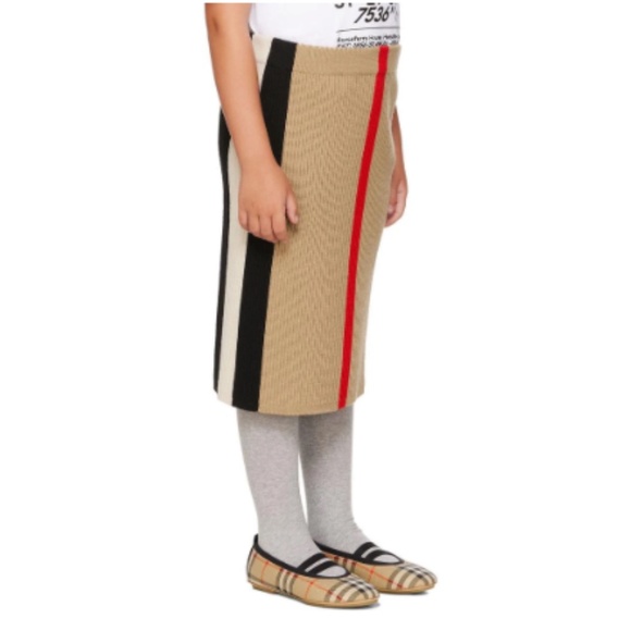 Burberry Kids Beige Wool Stripe Skirt